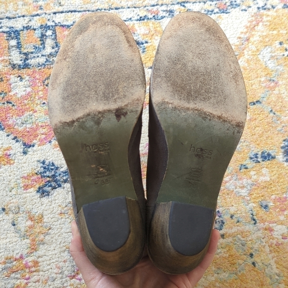 Hoss Intropia Classic Suede Leather Round Toe Block Heel Ankle Booties Gray 38 - Picture 14 of 16